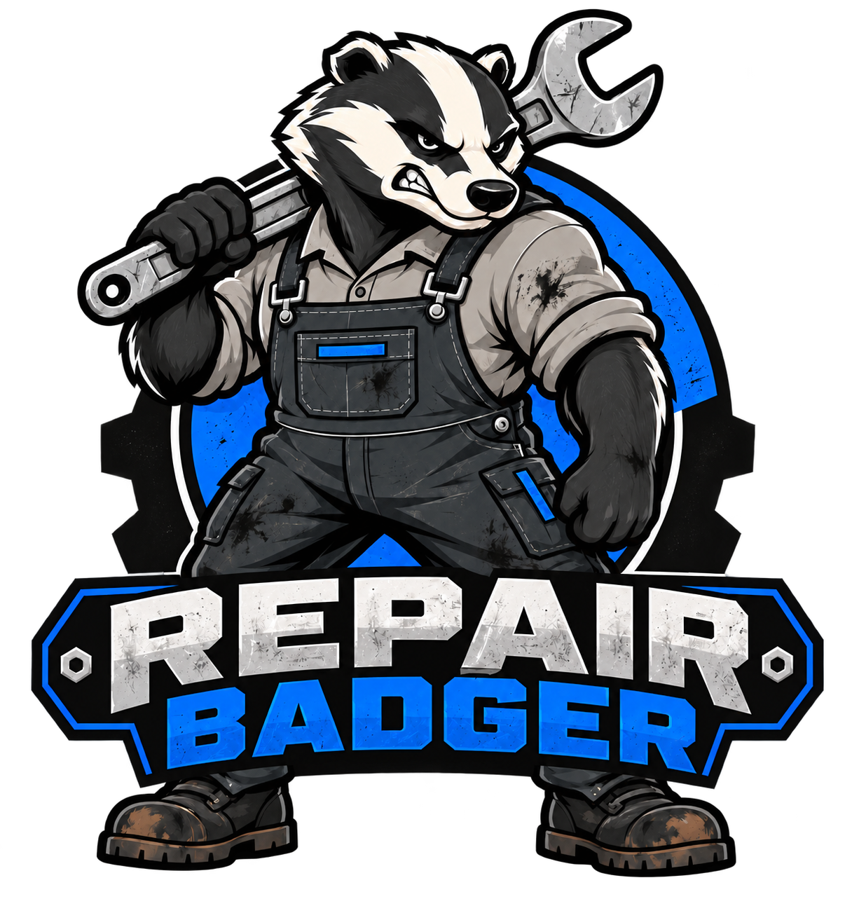 Repair Badger mechanic emblem with a badger holding a wrench